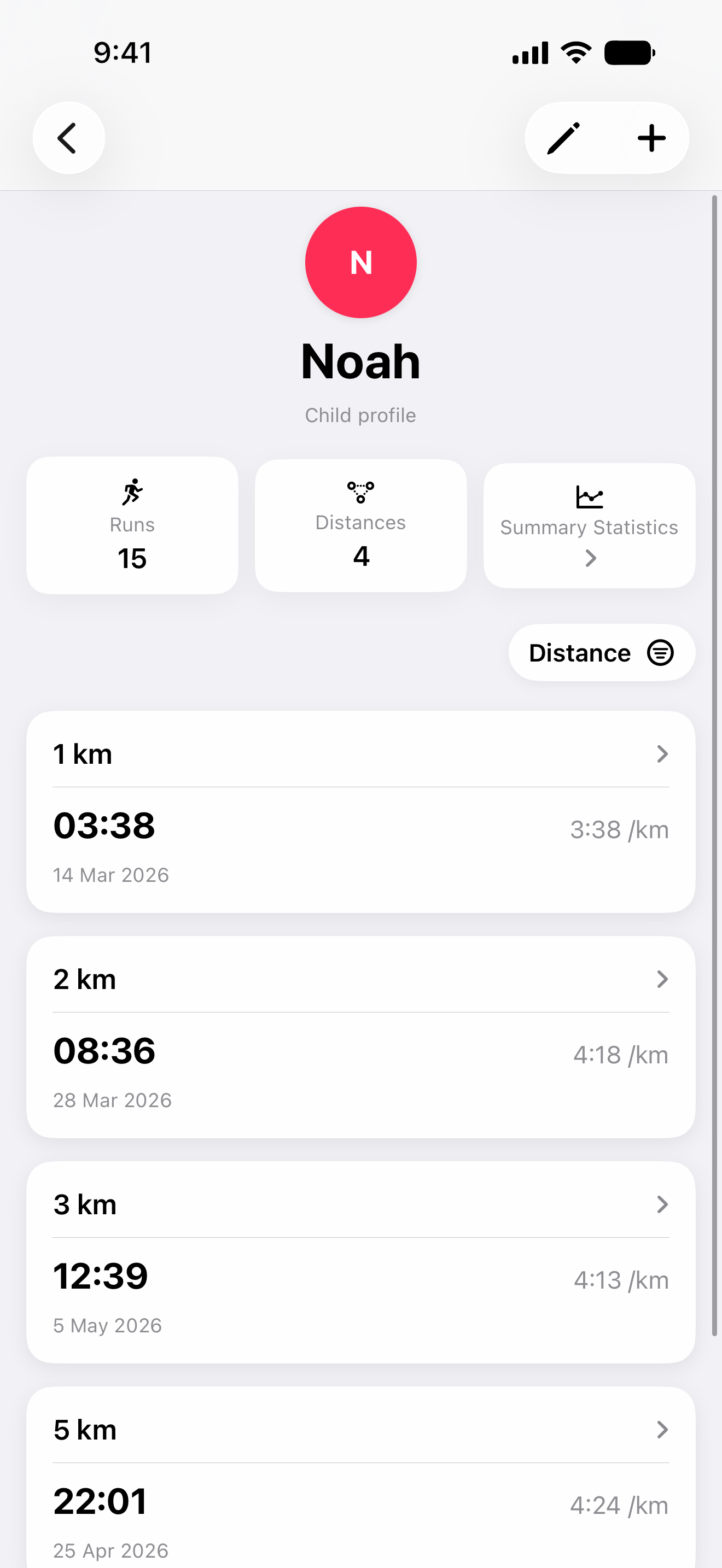 BeatYourBest profile run screen
