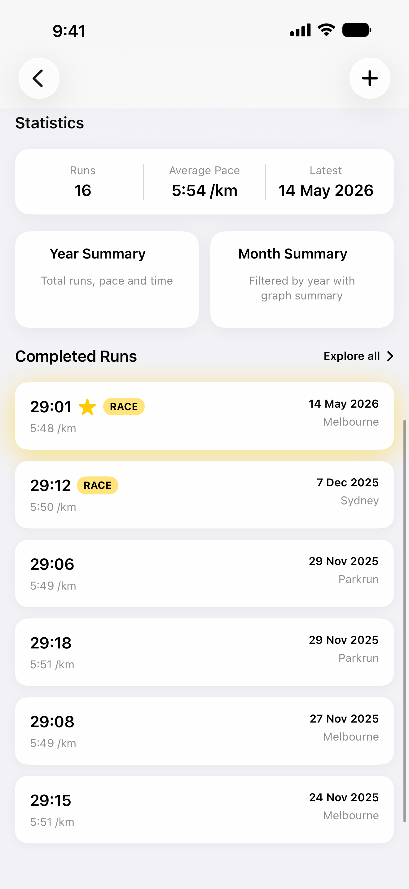 BeatYourBest distance view screen